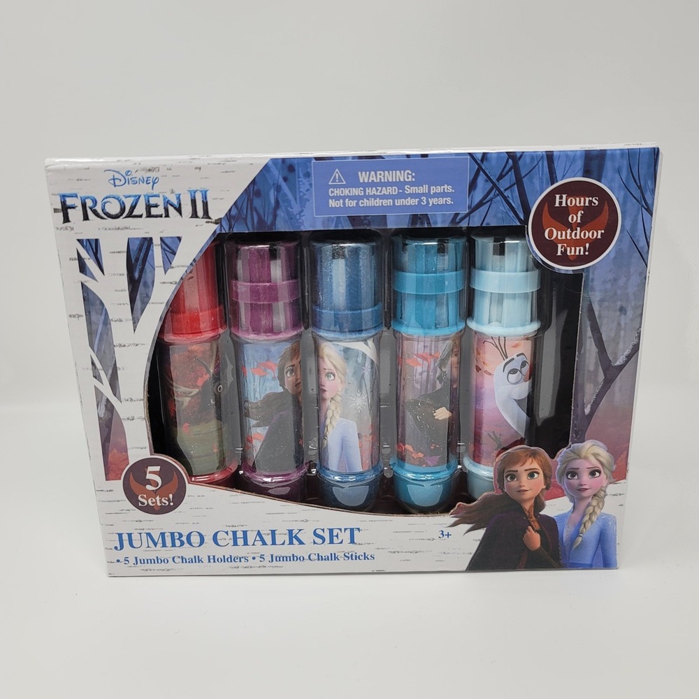 Disney Frozen II Jumbo Chalk Set 5 Holders & Chalk‎ Sticks Outdoor Fun